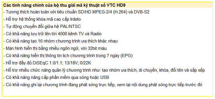 Bộ thu giải mã kỹ thuật số VTC HD9